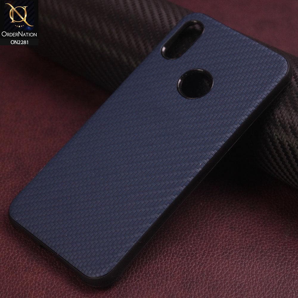 Huawei Y6 2019 / Y6 Prime 2019 Cover - Blue - New Carbon Fiber Style Back Soft TPU Case