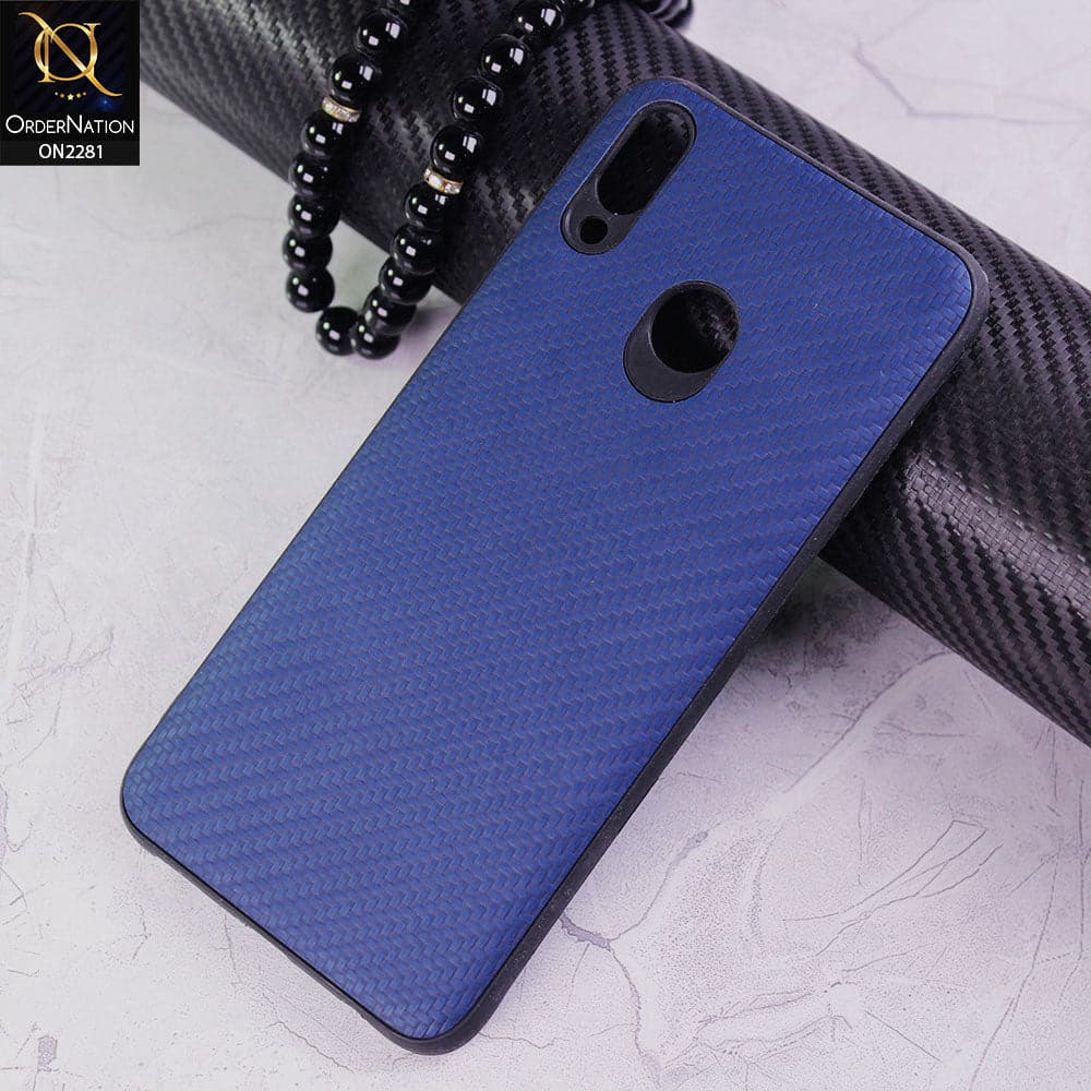 Huawei Y9 2019 Cover - Blue - New Carbon Fiber Style Back Soft TPU Case