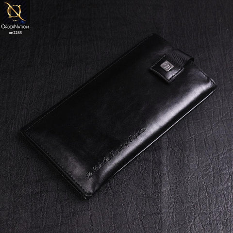 Universal Leather Wallet Phone Case With Card Holder For 5.5 inches - Black