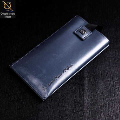Universal Leather Wallet Phone Case With Card Holder For 5.5 inches - Blue