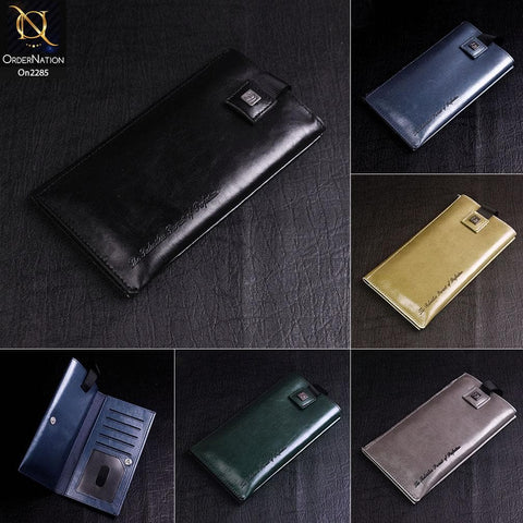 Universal Leather Wallet Phone Case With Card Holder For 5.5 inches - Golden