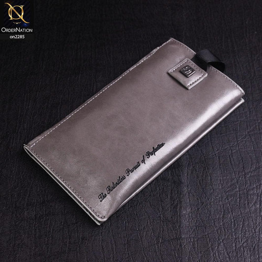 Universal Leather Wallet Phone Case With Card Holder For 5.5 inches - Gray