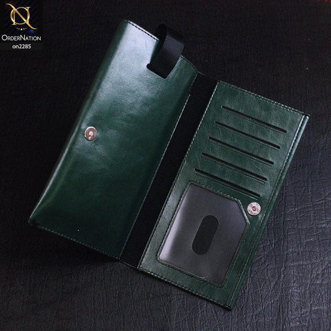 Universal Leather Wallet Phone Case With Card Holder For 5.5 inches - Green