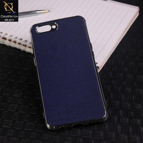 Oppo A5 Cover - Blue - Electroplating Shiny Border Leather Texture Soft Case