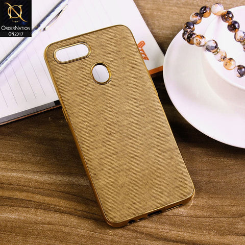 Oppo A5s Cover - Golden - Electroplating Shiny Border Leather Texture Soft Case