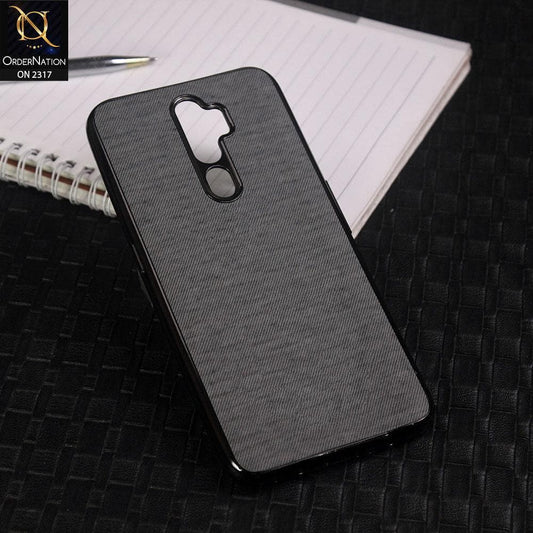 Oppo A5 2020 Cover - Gray - Electroplating Shiny Border Leather Texture Soft Case