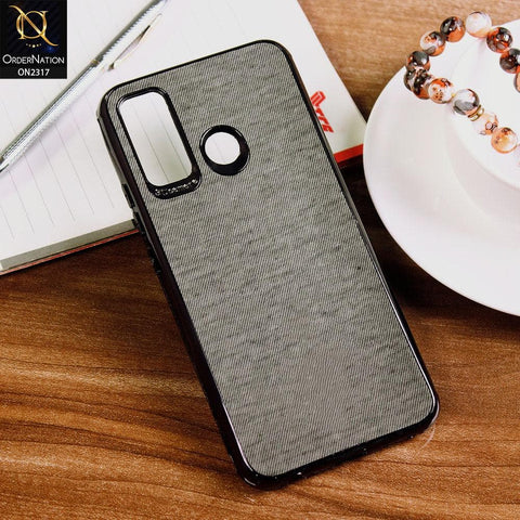 Infinix Hot 9 Cover - Gray - Electroplating Shiny Border Leather Texture Soft Case