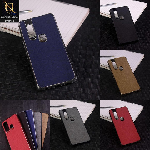 Tecno Camon 12 Cover - Black - Electroplating Shiny Border Leather Texture Soft Case