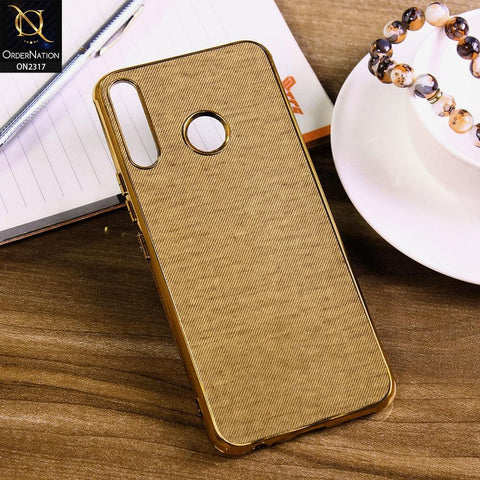 Infinix Hot 8 Lite Cover - Golden - Electroplating Shiny Border Leather Texture Soft Case