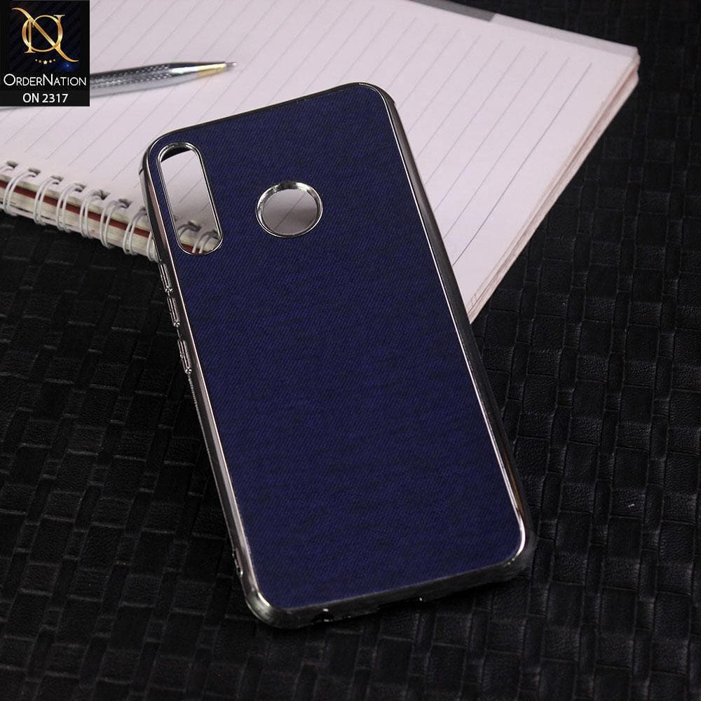 Infinix Hot 8 Cover - Blue - Electroplating Shiny Border Leather Texture Soft Case