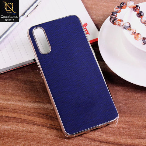 Vivo S1 Cover - Blue - Electroplating Shiny Border Leather Texture Soft Case