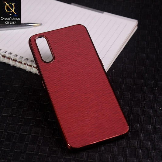 Vivo S1 Cover - Red - Electroplating Shiny Border Leather Texture Soft Case