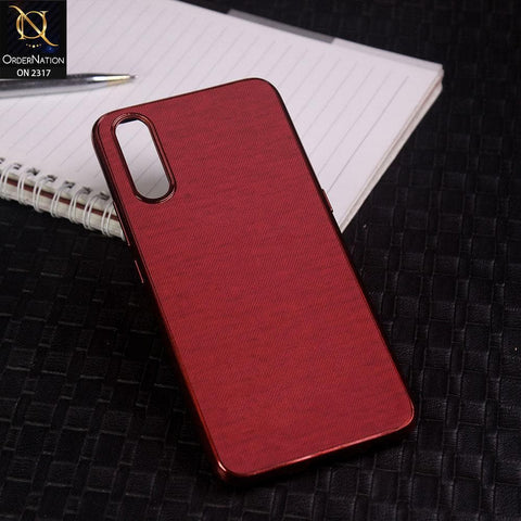 Vivo S1 Cover - Red - Electroplating Shiny Border Leather Texture Soft Case