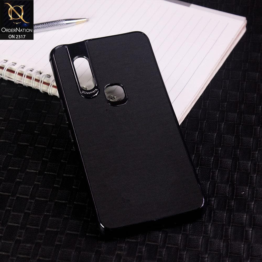 Infinix S5 Pro Cover - Black - Electroplating Shiny Border Leather Texture Soft Case
