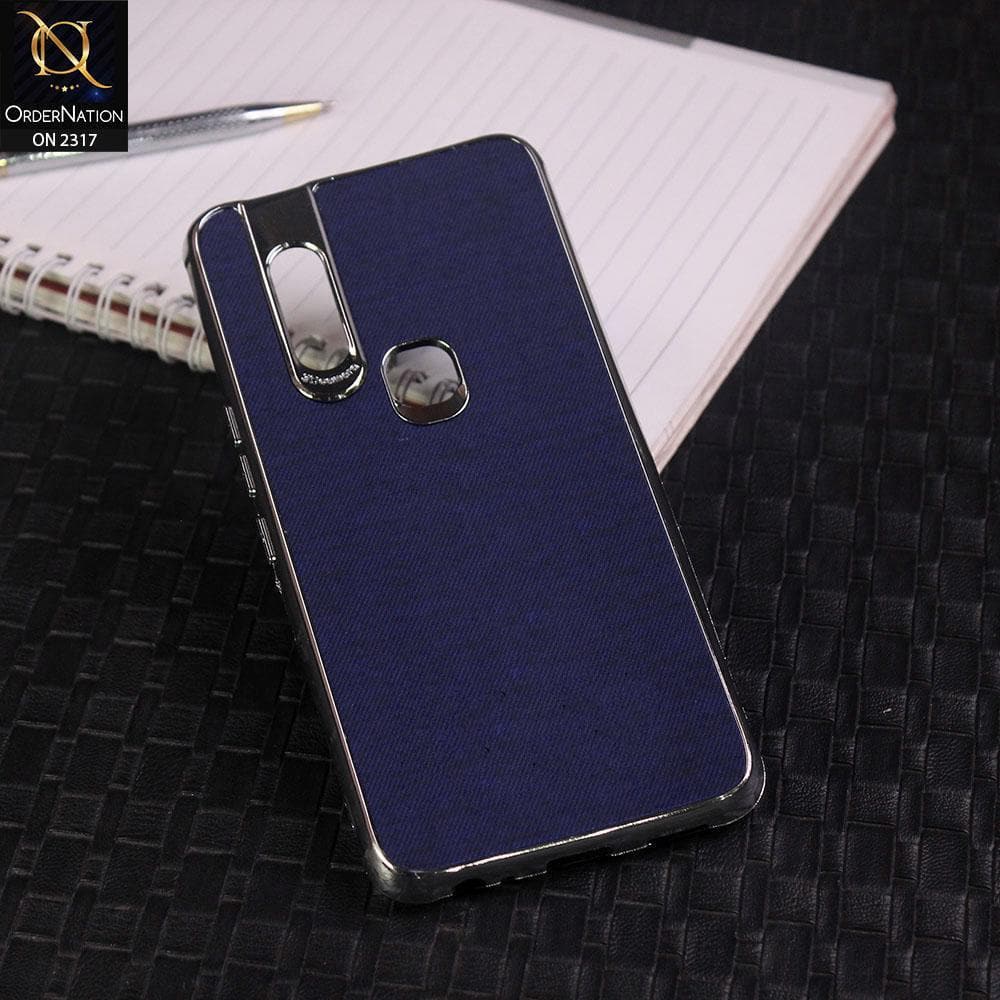 Infinix S5 Pro Cover - Blue - Electroplating Shiny Border Leather Texture Soft Case