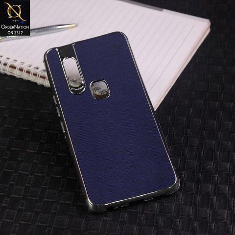 Infinix S5 Pro Cover - Blue - Electroplating Shiny Border Leather Texture Soft Case