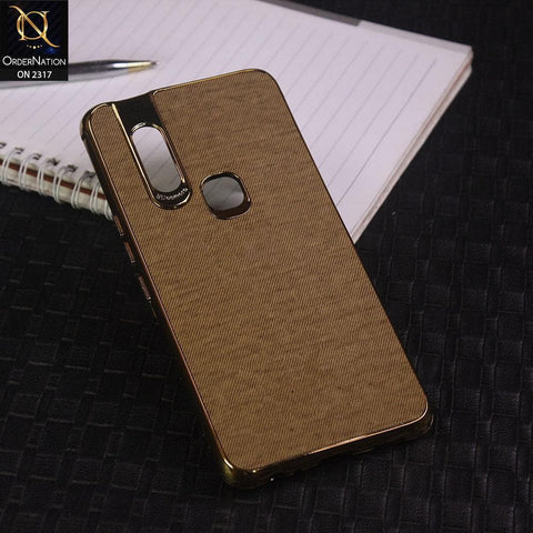 Infinix S5 Pro Cover - Golden - Electroplating Shiny Border Leather Texture Soft Case