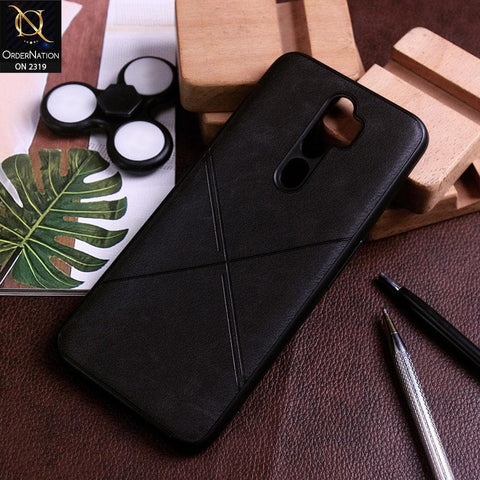 Oppo A9 2020 Cover - Black - New Style Leather Texture Soft Case