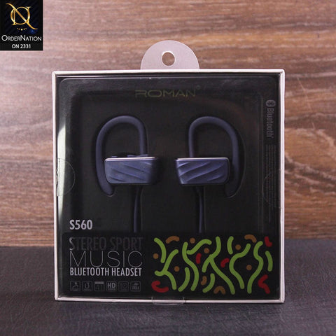 Blue - Roman S560 Stereo Sport Music Bluetooth Headset