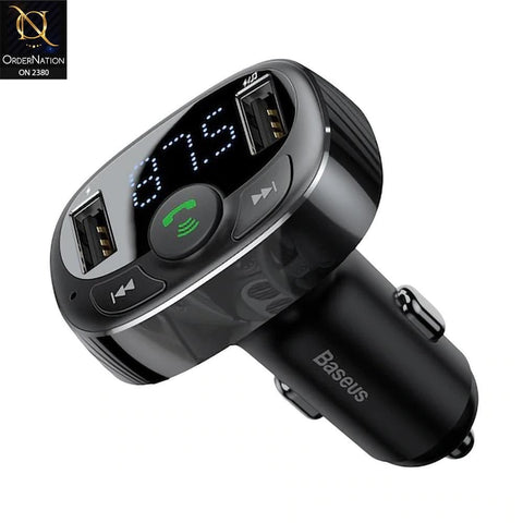 Car Charger 3.4A - Black - Baseus inAuto Car Charger T Typed Blueooth Mp3 Charger (Standard Edition)