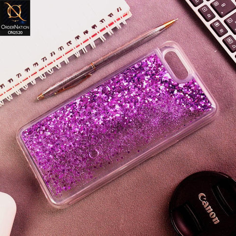 Oppo A3s Cover - Purple - New Fashion Style Liquid Water Glitter Case