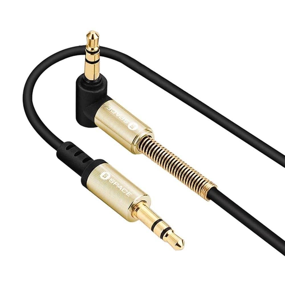 Aux Cable 1m - Black - Space Pure Music High Performance Spring Aux Cable AX-491