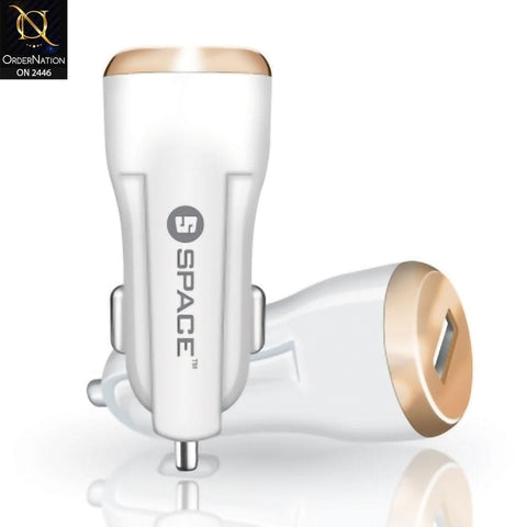Car Charger CC-170 - White - Space Adaptive Fast Car Charger 2.4A