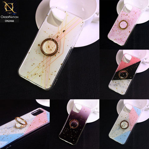 iPhone XS / X Cover - Design 4 - New Stylish Colorful Marble 3D Foil Design Case with Ring Holder