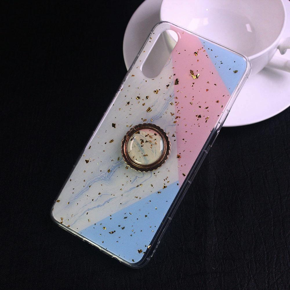 Vivo S1 Cover - Design 5 - New Stylish Colorful Marble 3D Foil Design Case with Ring Holder