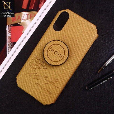 iPhone XS / X Cover - Yellow - New Stylish Febric Texture Case with Mobile Holder