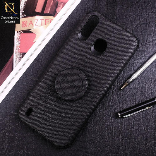 Infinix Smart 4 Cover - Black - New Stylish Febric Texture Case with Mobile Holder