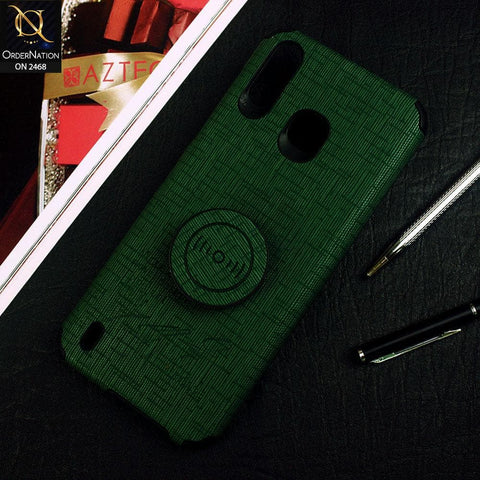 Infinix Smart 4 Cover - Green - New Stylish Febric Texture Case with Mobile Holder