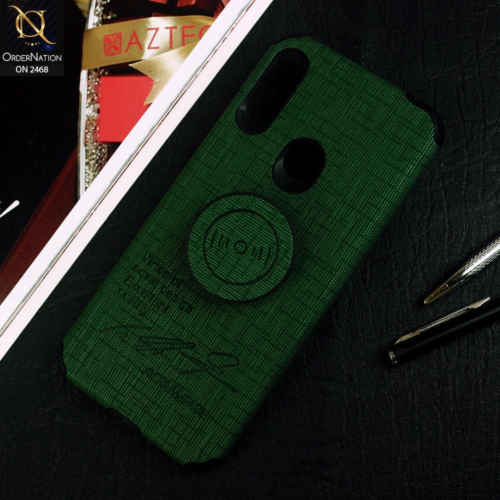 Huawei Y6s 2019 Cover - Green - New Stylish Febric Texture Case with Mobile Holder