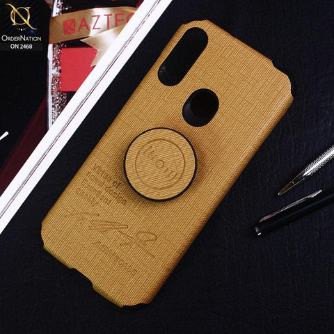 Huawei Y6 2019 / Y6 Prime 2019 Cover - Yellow - New Stylish Febric Texture Case with Mobile Holder