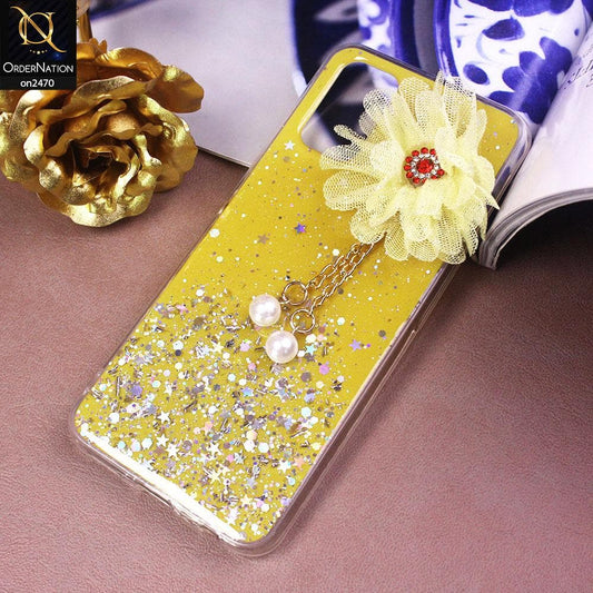 Oppo A92 Cover - Design 4  - Fancy Flower Bling Glitter Rinestone Soft Case - Glitter Does Not Move