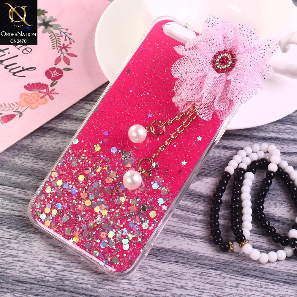 iPhone 6S / 6 Cover - Design 9 - Fancy Flower Bling Glitter Rinestone Soft Case - Glitter Does Not Move