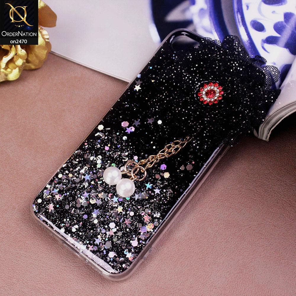 iPhone 8 / 7 Cover - Design 6  - Fancy Flower Bling Glitter Rinestone Soft Case - Glitter Does Not Move