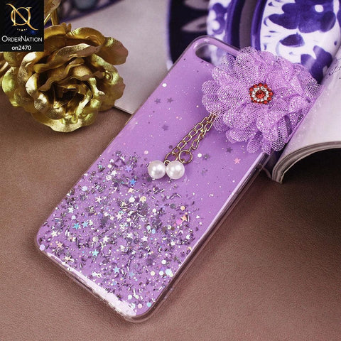 iPhone 8 Plus / 7 Plus Cover - Design 2  - Fancy Flower Bling Glitter Rinestone Soft Case - Glitter Does Not Move