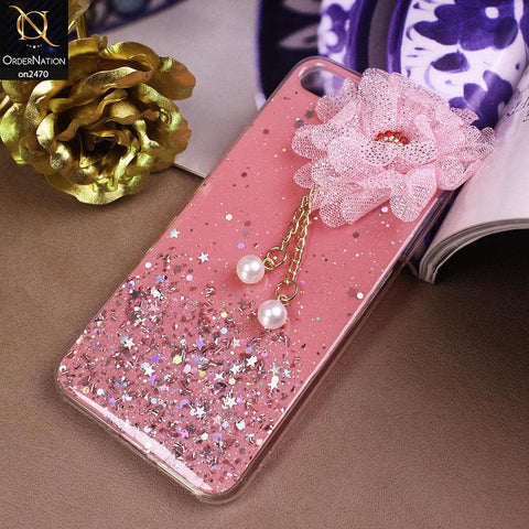iPhone 8 Plus / 7 Plus Cover - Design 3  - Fancy Flower Bling Glitter Rinestone Soft Case - Glitter Does Not Move