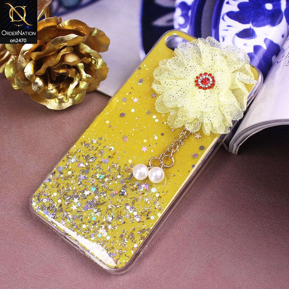 iPhone 8 Plus / 7 Plus Cover - Design 4  - Fancy Flower Bling Glitter Rinestone Soft Case - Glitter Does Not Move