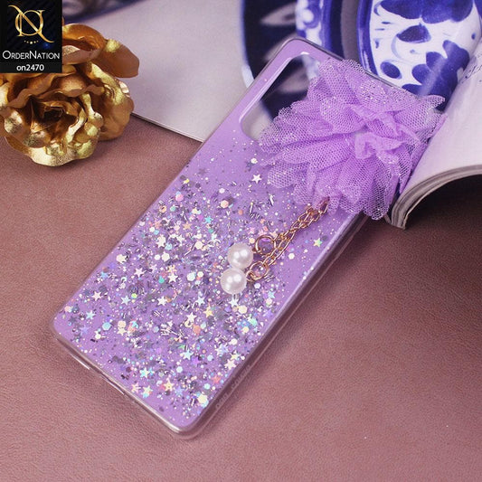 Reno 3 Pro Cover - Design 2  - Fancy Flower Bling Glitter Rinestone Soft Case - Glitter Dose Not Move