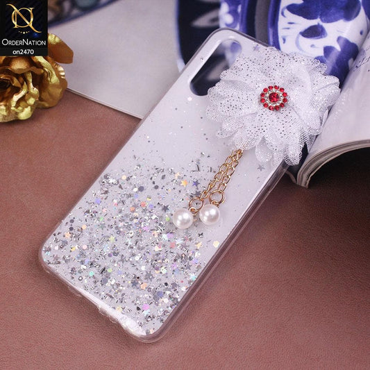 Vivo S1 Cover - Design 1  - Fancy Flower Bling Glitter Rinestone Soft Case - Glitter Dose Not Move