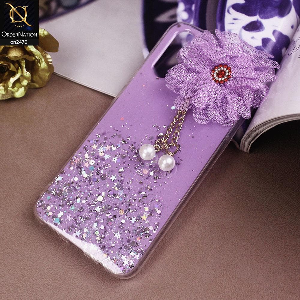 Vivo S1 Cover - Design 2  - Fancy Flower Bling Glitter Rinestone Soft Case - Glitter Dose Not Move