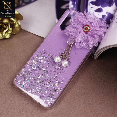 Vivo S1 Cover - Design 2  - Fancy Flower Bling Glitter Rinestone Soft Case - Glitter Dose Not Move