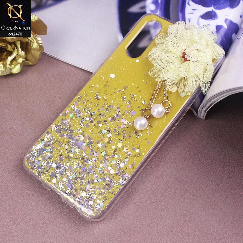 Vivo S1 Cover - Design 4  - Fancy Flower Bling Glitter Rinestone Soft Case - Glitter Dose Not Move
