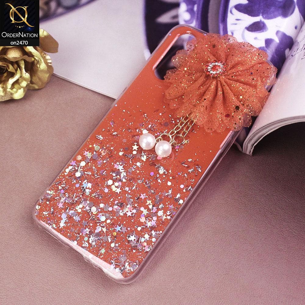 Vivo S1 Cover - Design 5  - Fancy Flower Bling Glitter Rinestone Soft Case - Glitter Dose Not Move
