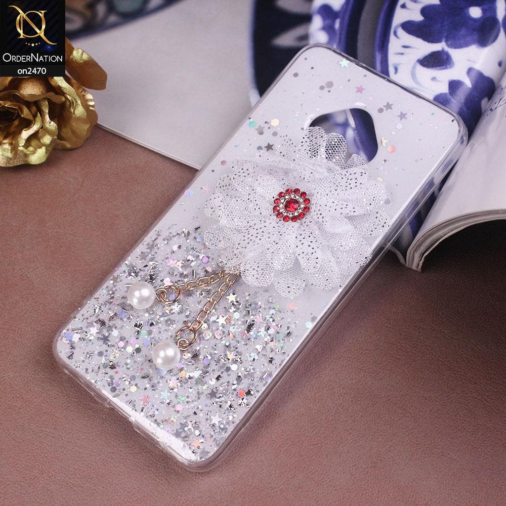 Vivo S1 Pro Cover - Design 1  - Fancy Flower Bling Glitter Rinestone Soft Case - Glitter Dose Not Move