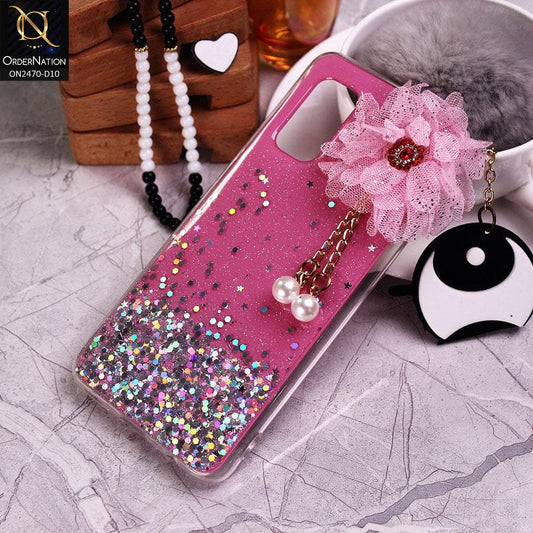 Vivo V19 Neo Cover - Design 10 - Fancy Flower Bling Glitter Rinestone Soft Case - Glitter Does Not Move