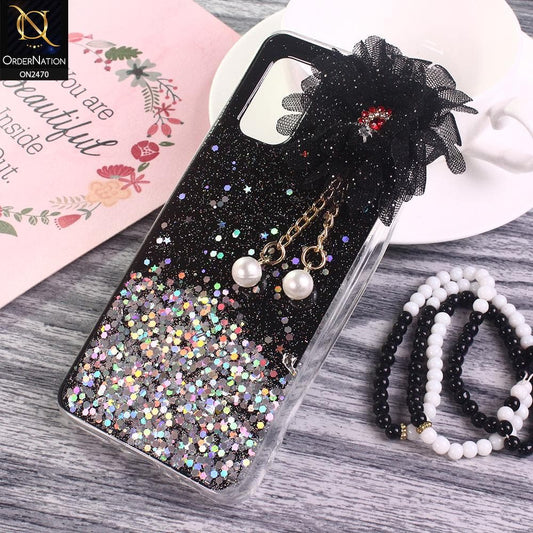 Vivo V19 Neo Cover - Design 6 - Fancy Flower Bling Glitter Rinestone Soft Case - Glitter Does Not Move