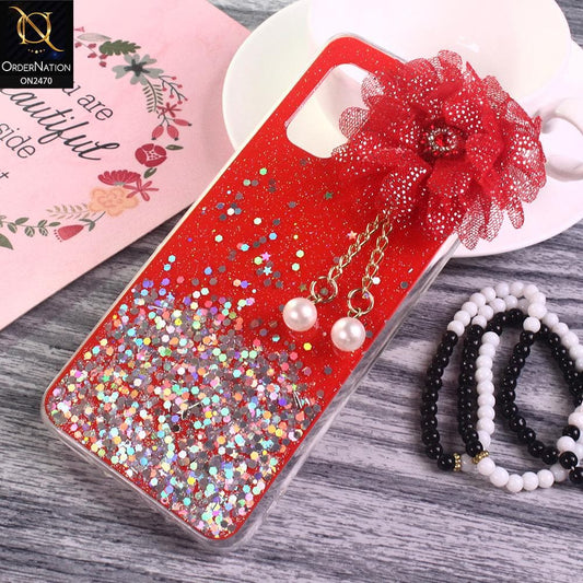 Vivo V19 Neo Cover - Design 7 - Fancy Flower Bling Glitter Rinestone Soft Case - Glitter Does Not Move